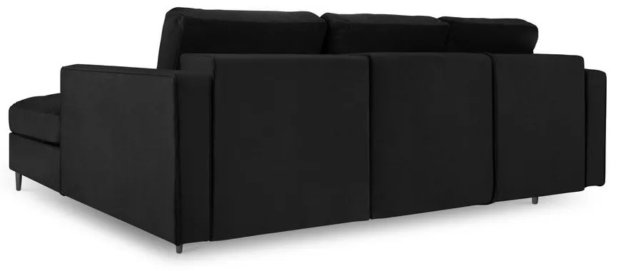 Colțar extensibil din catifea cu șezlong dreapta Milo Casa Santo, negru