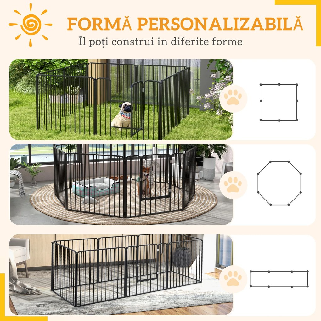 Pawhut tarc Joaca Caini – 6 Panouri Metalice, Rezistent Interior/Exterior | Aosom Romania