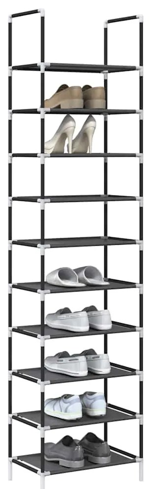 vidaXL Suport pantofi 10 niveluri negru 44x28x180 cm țesătură nețesă