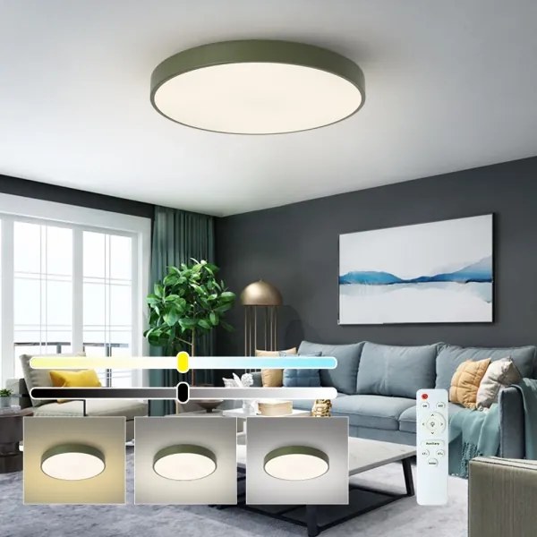 Brilagi - Plafonieră LED dimabilă POOL, 60 W, 230 V, 3000–6000 K, Ø 60 cm, verde + telecomandă