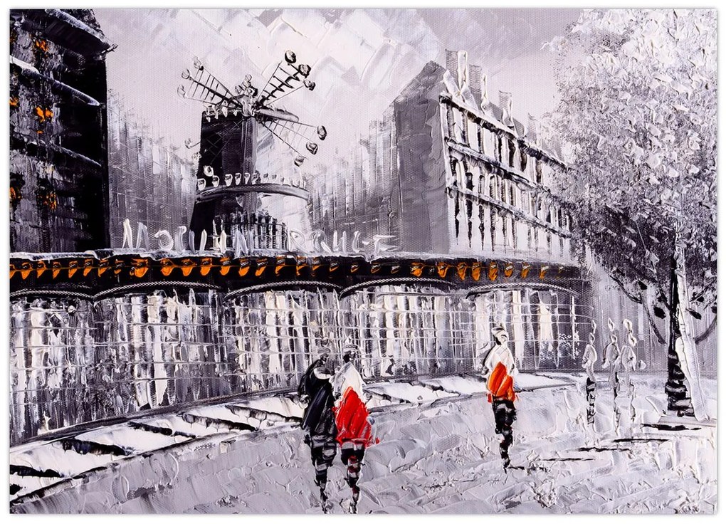 Tablou pe sticlă - Pictură în ulei a orașului II. (70x50 cm)