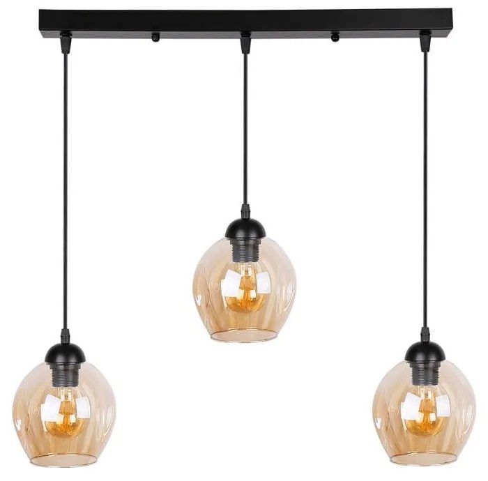 Lustră neagră cu abajur din sticlă 14x70 cm Aspa – Candellux Lighting
