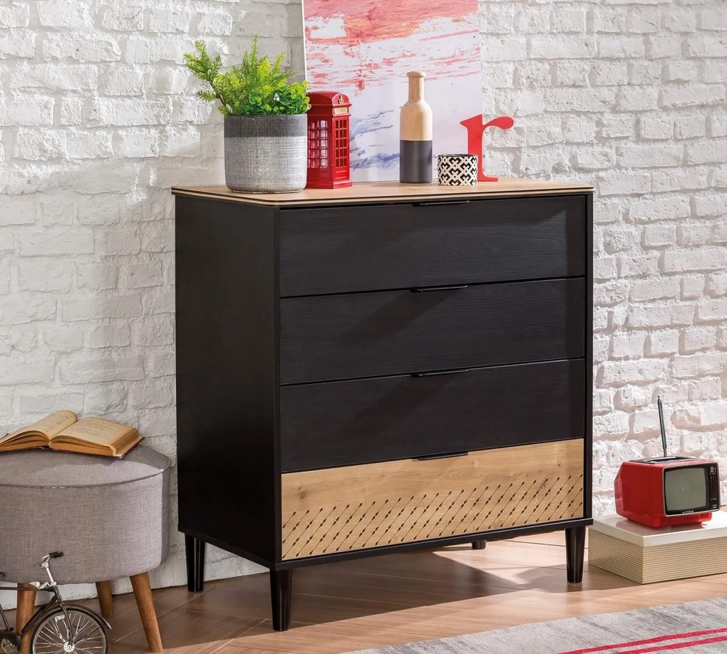 Comoda cu 4 sertare, pentru adolescenti Colectia Black
