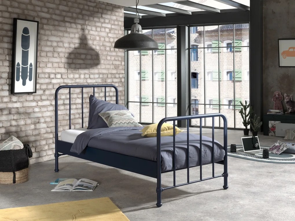 Pat copii BRONXX 90 X 200 CM ALBASTRU DENIM