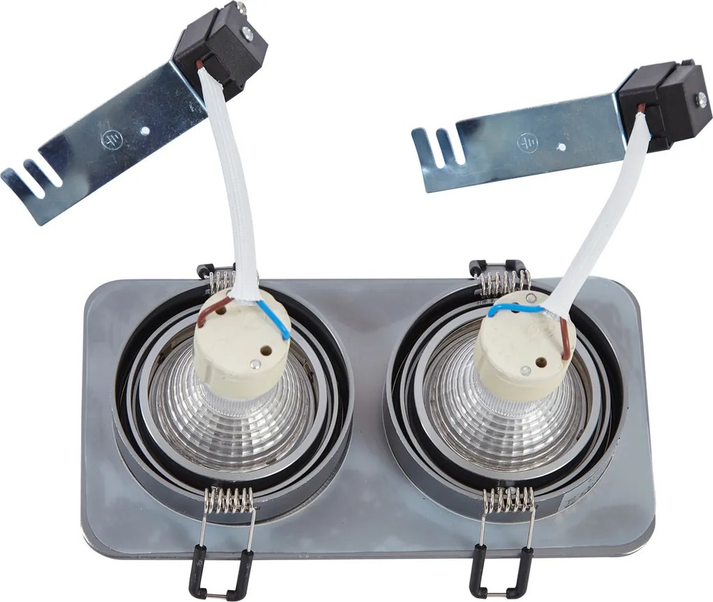 Spot încastrat rotunjit Gunmetal GU10 50mm Rotativ și înclinabil IP44 2 lumini - Alberto