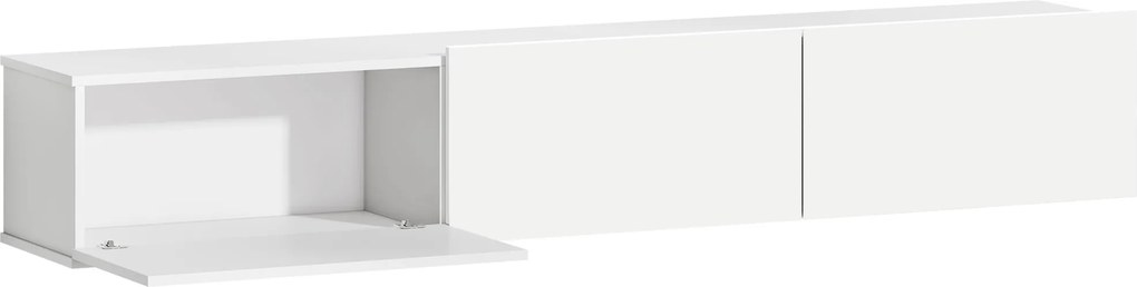 HOMCOM Mobilier TV Suspendat, Suport TV până la 82" cu 3 Dulapuri cu Uși Rabatabile Soft Close, Dulap pentru Televizor pentru Living, Dormitor și Salon, 180x31.5x29.8 cm, Alb Lucios | Aosom Romania