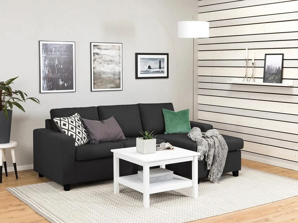 Colțar Scandinavian Choice C176Antracit, Negru, 214x143x80cm, Picioare: Plastic