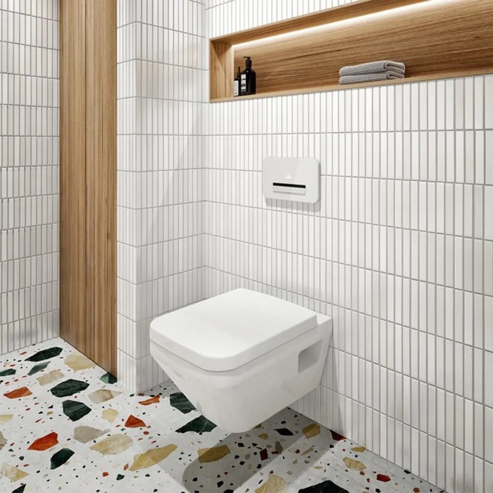 Set vas WC suspendat Villeroy&Boch Architectura Combi-Pack TwistFlush Rimless cu capac alb Alpin CeramicPlus