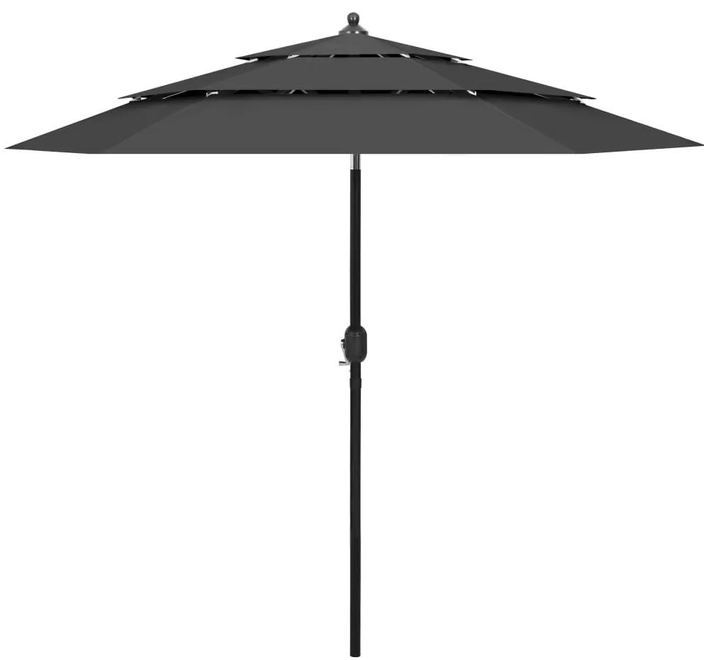 Umbrela de soare 3 niveluri, stalp de aluminiu, antracit, 2,5 m Antracit, 2.5 m