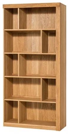 Biblioteca din lemn de stejar si furnir Velle 16 Oak, l95xA42xH202 cm