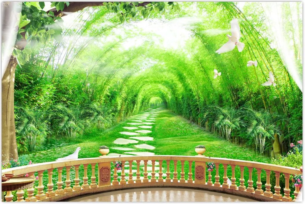 Tablou - Privire la grădina tropicală (90x60 cm)