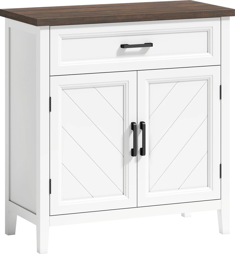 HOMCOM Bufet pentru living, mobilier de depozitare cu 2 uși, sertar și raft reglabil, 76 x 35 x 80 cm, alb | Aosom Romania