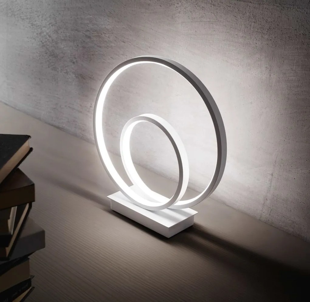 Lampa de masa LED design modern circular OZ TL ON-OFF BIANCO