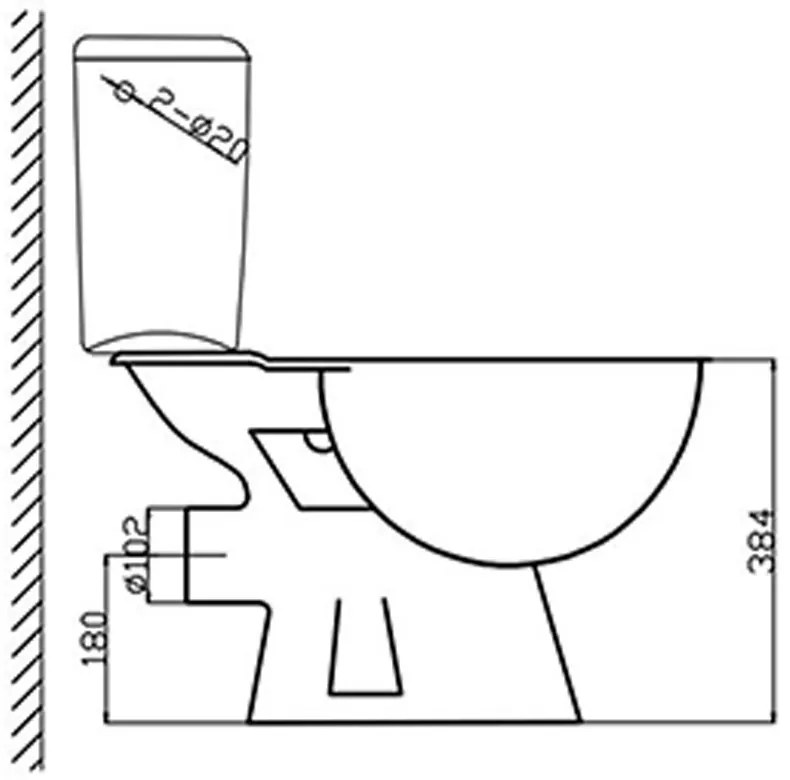 Toaletă monobloc Cleano cu evacuare spate și scaun