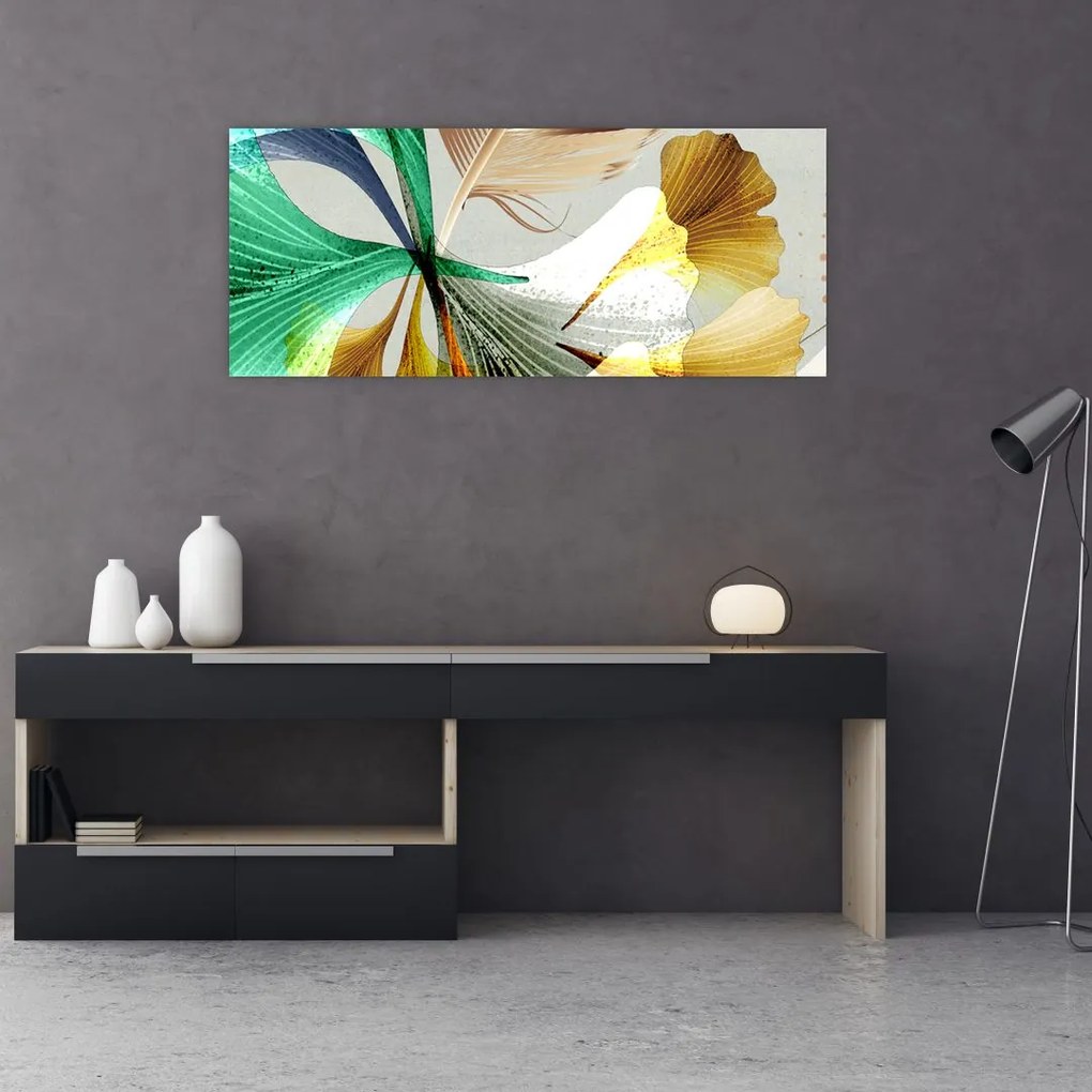 Tablou - Frunze cu pană (120x50 cm)