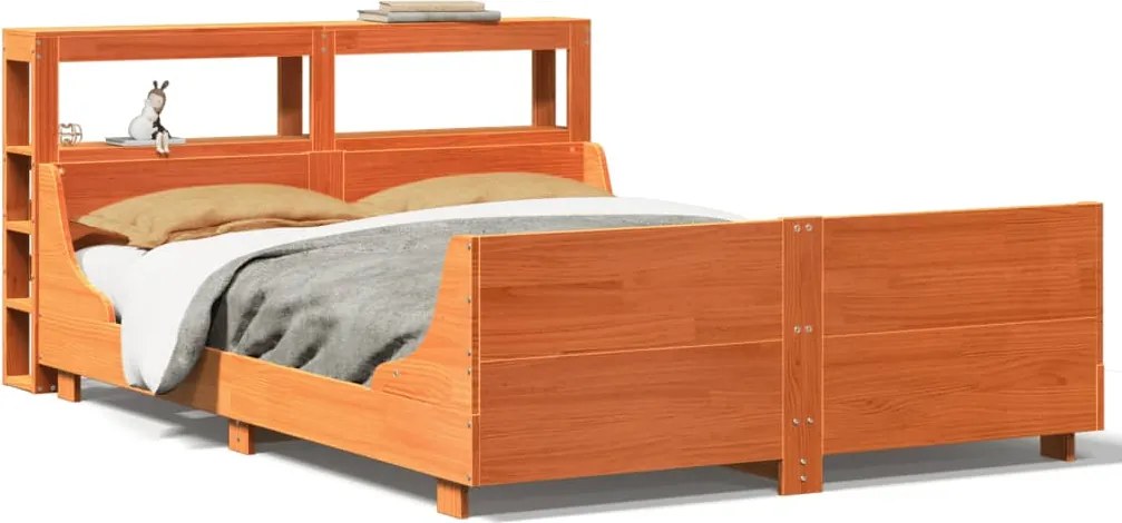 vidaXL Cadru de pat fără saltea, maro ceruit 140x200 cm lemn masiv pin