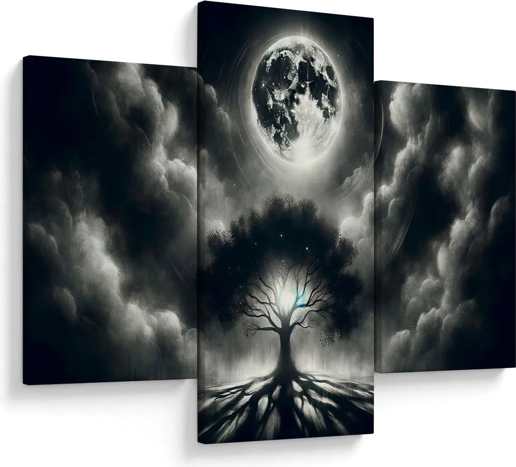 Tablou – Arbore alb-negru în lună plină (90x60 cm)