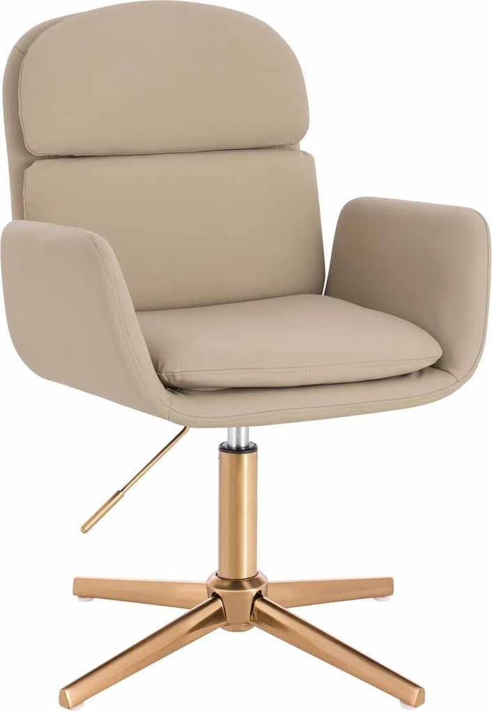 HR480CROSS Scaun Crem Piele Ecologica Premium Soft cu Bază Aurie