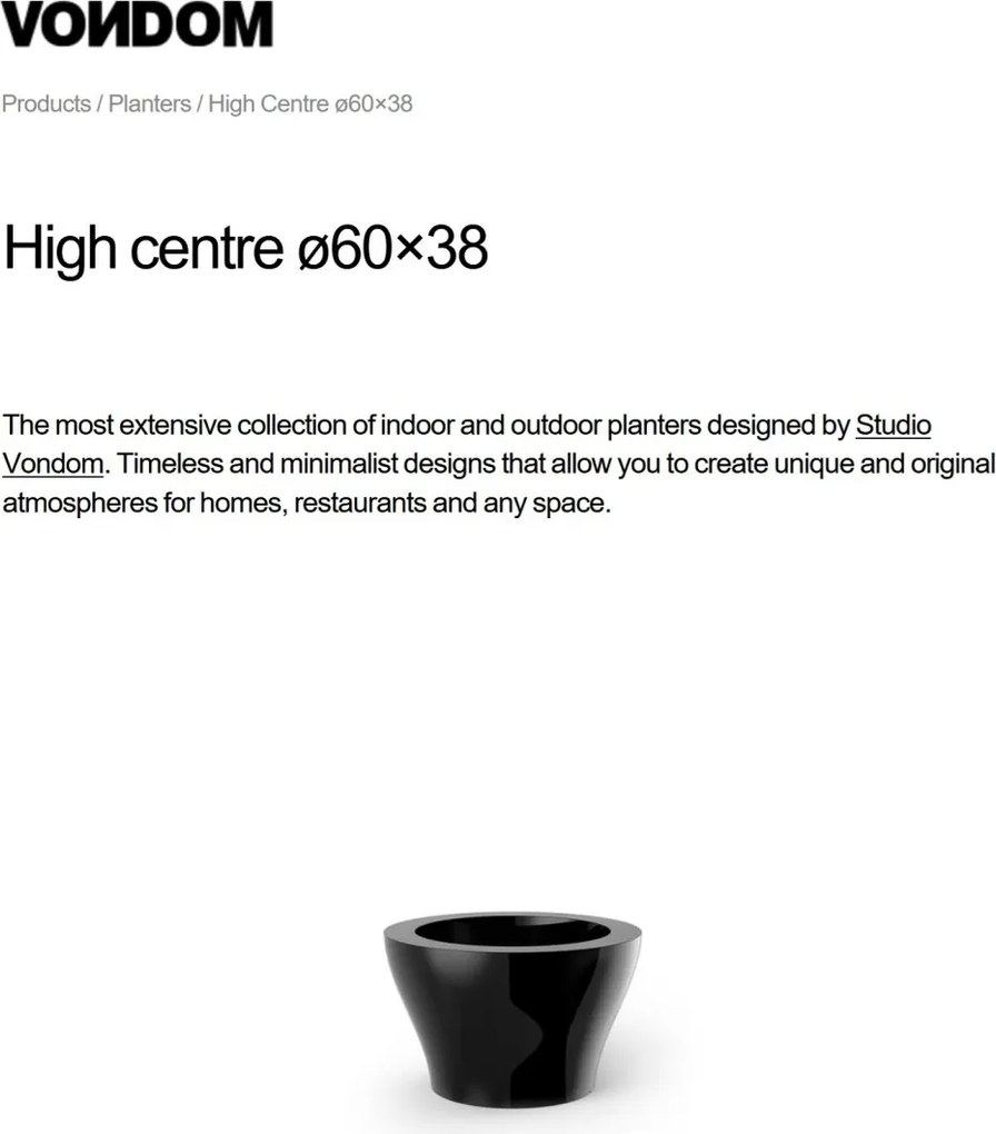 Ghiveci plante design decorativ modern exterior / interior HIGH CENTRE 60x38cm