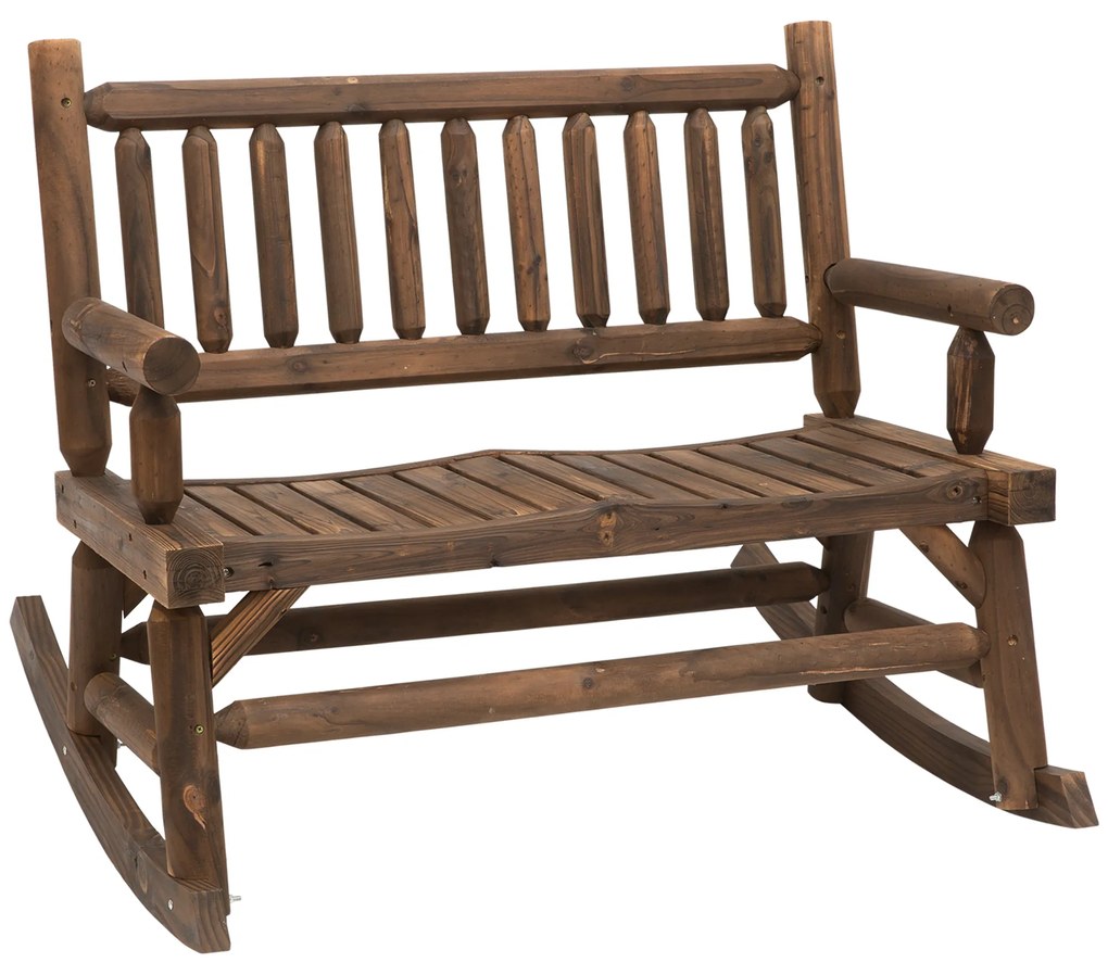 Outsunny Banca tip Leagan cu 2 locuri din Lemn de Brad, Design Rustic, pentru Exterior, 112x67x93cm, Greutate Maxima 250 kg