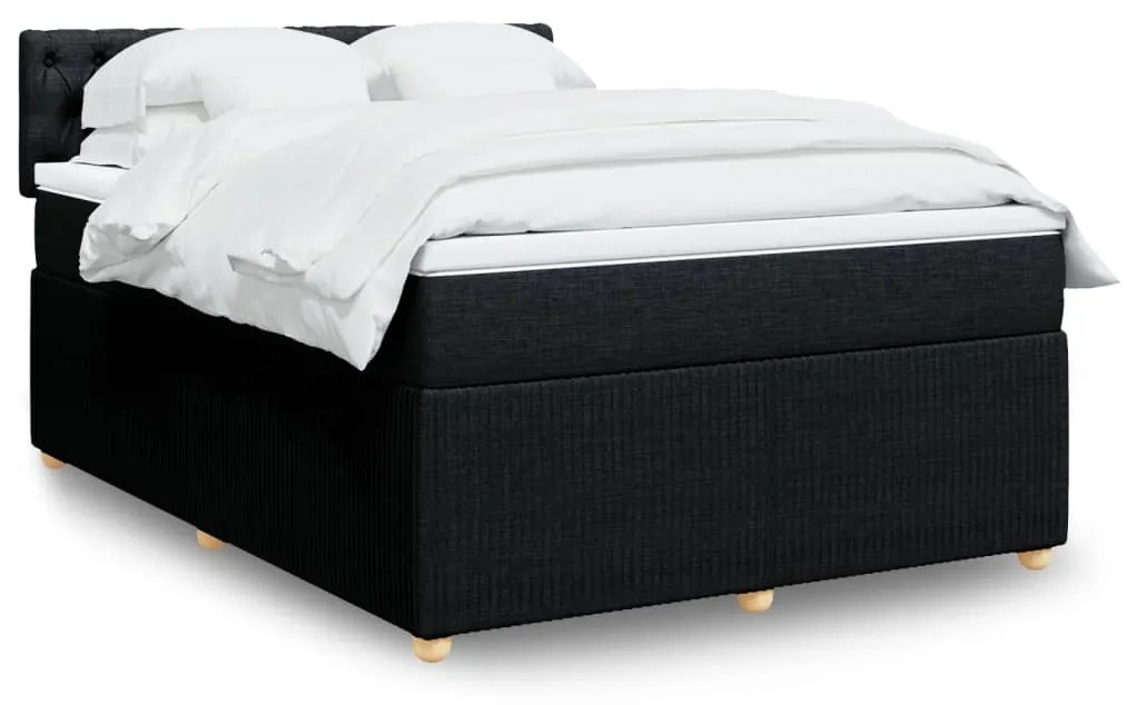 3287460 vidaXL Pat box spring cu saltea, negru, 140x190 cm, textil