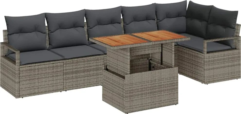 vidaXL Set de canapele pentru grădină 7 pcs Gri Rattan poli