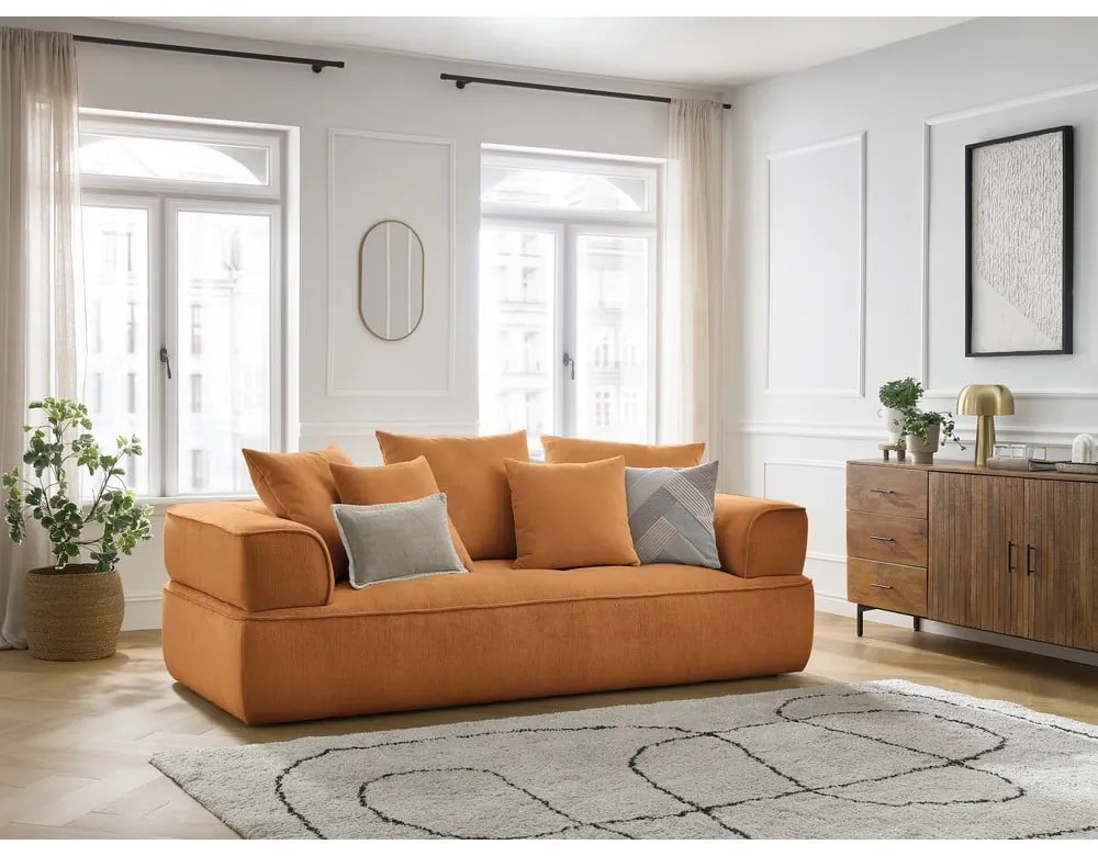 Canapea galben-muștar cu tapițerie din chenille 237 cm Whesley – Bobochic Paris