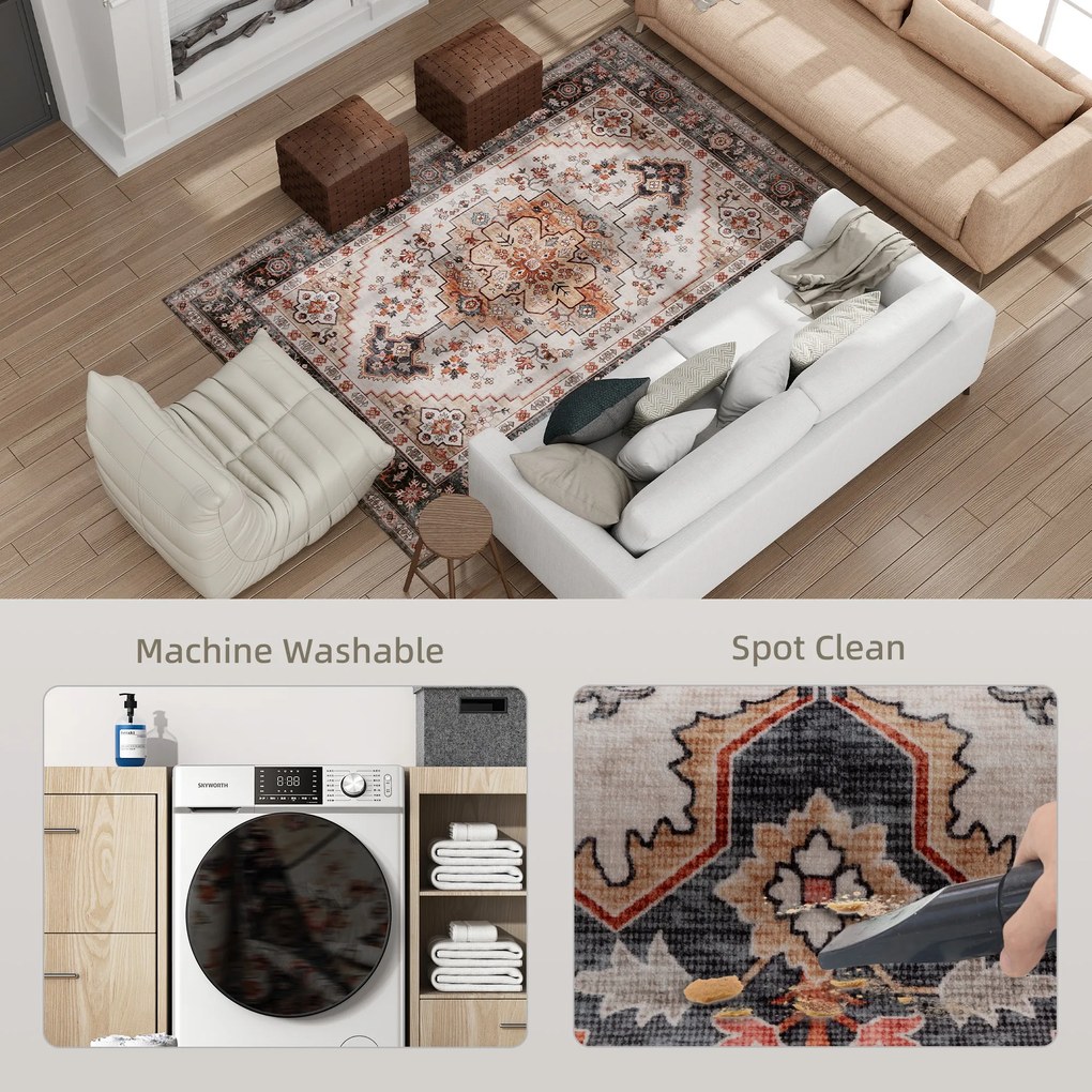 HOMCOM Covor cu Fir Scurt Boem Antiderapant și Lavabil 230x160 cm Maro | Aosom Romania