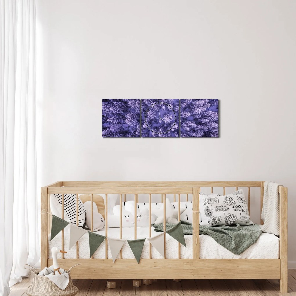 Tablou cu copacii înzăpeziți (cu ceas) (90x30 cm)