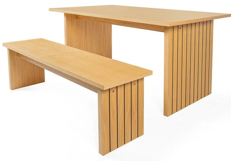 Masă de dining cu blat cu aspect de lemn de stejar 90x160 cm Stripe – Woodman