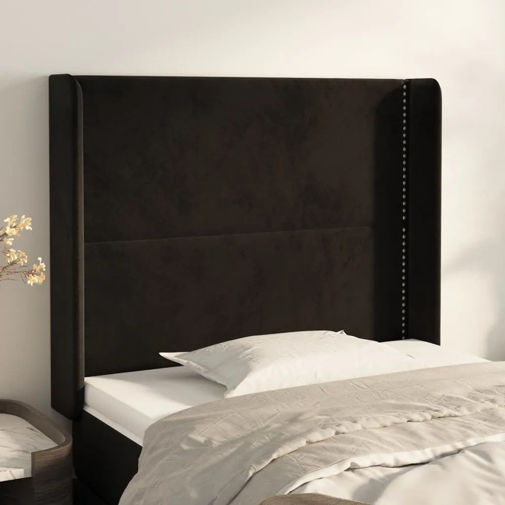 3119478 vidaXL Tăblie de pat cu aripioare, negru, 93x16x118/128 cm, catifea