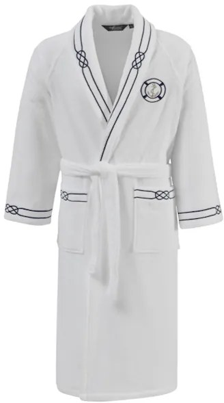 Halat de bărbați MARINE MAN în cutie cadou + prosop + papuci de casă M + Papuci de casa (40/42) + prosop + box Albastru închis / Navy