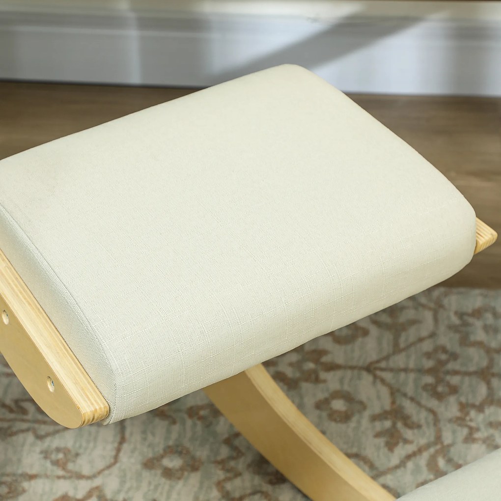 HOMCOM Scaun Ergonomic Postural din Material Textil, Scaun pentru Genunchi cu Mișcare de Legănare, 55x85x55 cm, Alb Crem | Aosom Romania