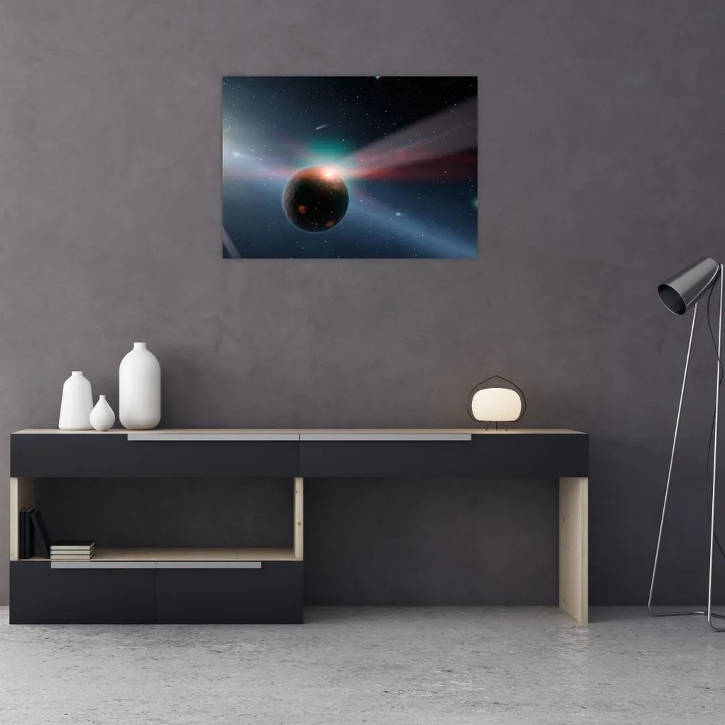 Tablou pe sticlă cu planetă mică (70x50 cm)