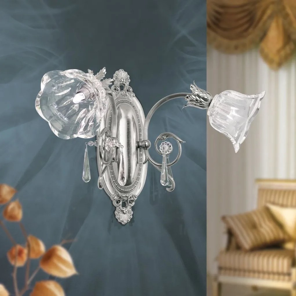 Aplica de perete design clasic LA BOHEME 2L, argintiu antic