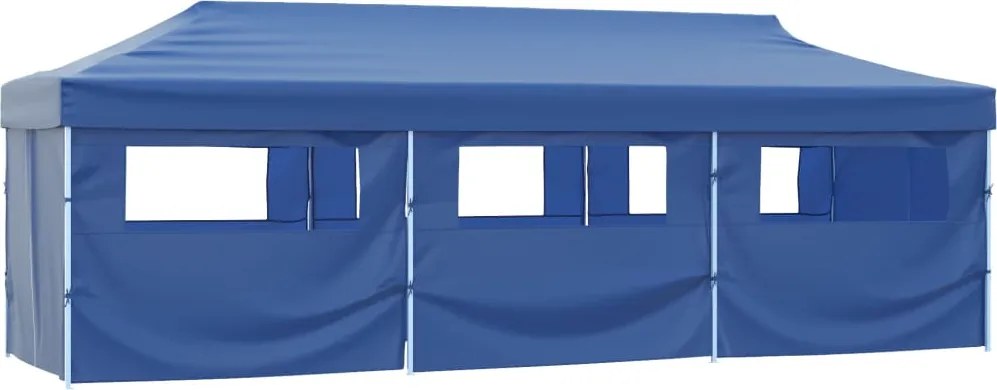 vidaXL Cort petrecere pliabil cu 8 pereți laterali, albastru, 870x291x315 cm