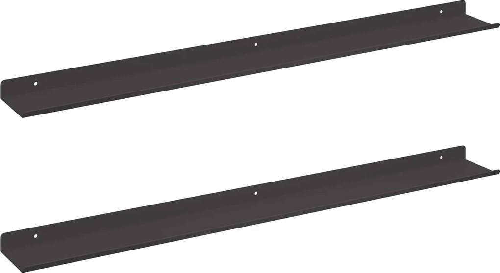 vidaXL Raft suspendat Pe perete 2 pcs Negru 80 x 9 x 2,5 cm Oțel