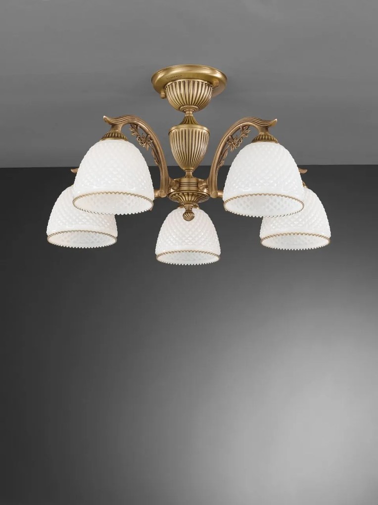 Lustra aplicata cu 5 brate clasic design italian din alama si sticla 8601 RA-PL. 8621/5