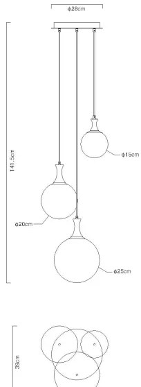 Lustră pe cablu Globo 15885-3H DALTON 3xE27/10W/230V