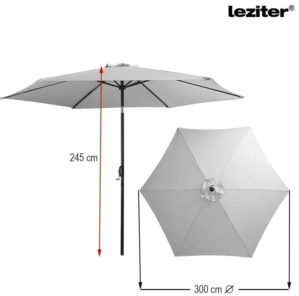 Parasol de grădină Gina gri 300 cm