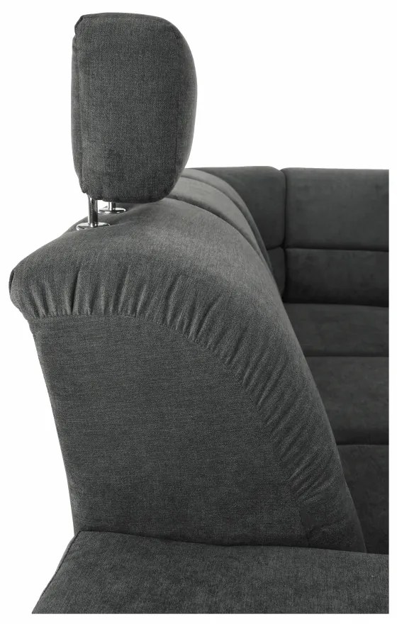 Colţar, piele eco neagră/textil gri închis, stânga, SANTIAGO U