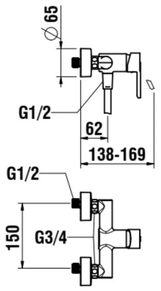 LAUFEN H3310810041311 - Set de duș cu baterie LUA, crom lucios