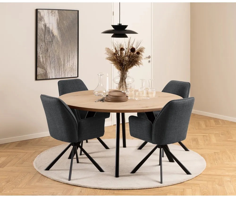 Set de scaune de sufragerie gri închis cu cotiere 2 buc. tapițat Glenda – Actona