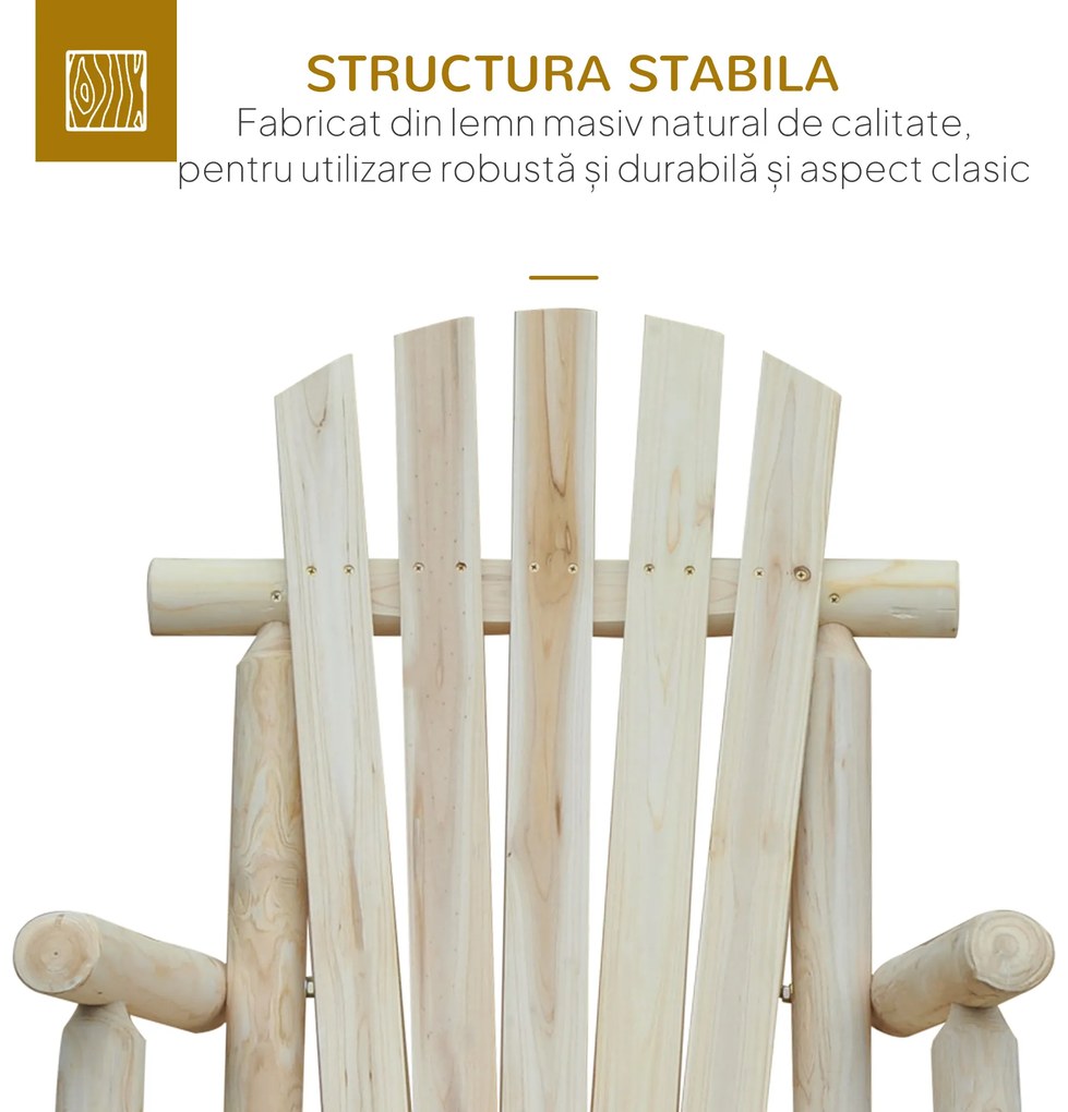 Outsunny Scaun Balansoar de Gradina stil Adirondack din Lemn 96x66x98cm | Aosom Ro