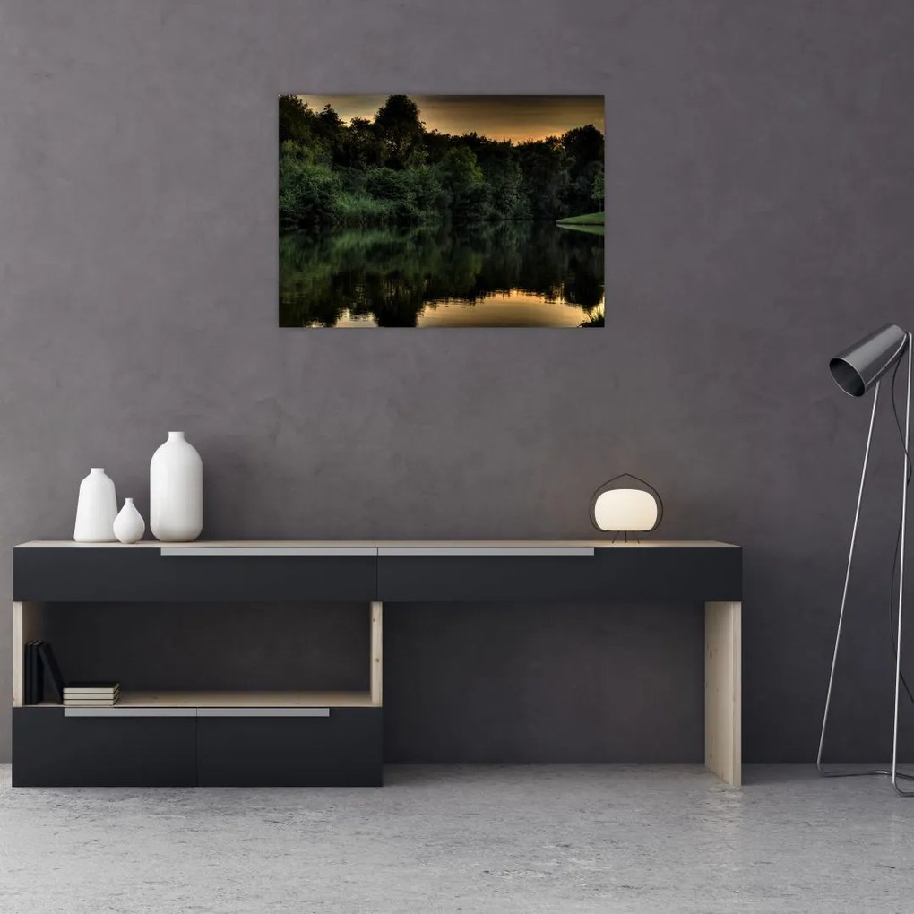 Tablou cu lac în pădure (70x50 cm)