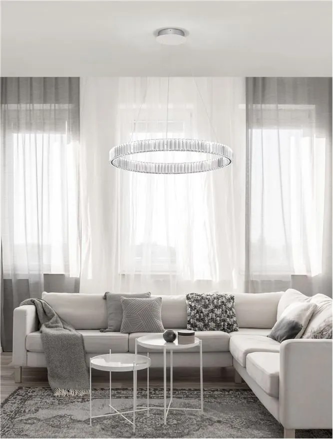 Lustra LED suspendata , dimabila, cristal design elegant AURELIA crom 80cm