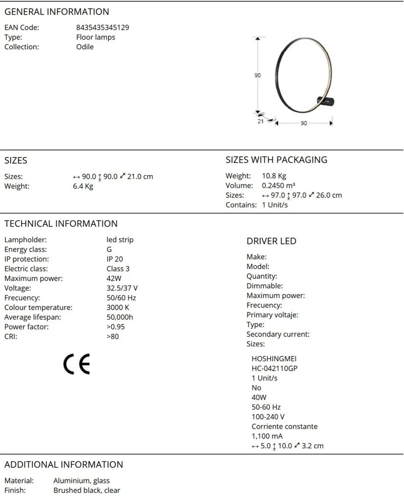 Lampadar LED de podea design modern Odile