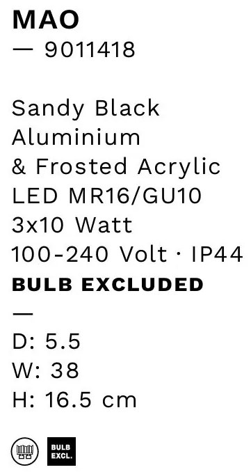 Plafoniera cu 3 Spoturi directionabile protectie IP44, MAO, NVL-9011418