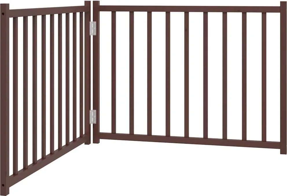 vidaXL Poartă de câini pliabilă 2 panouri stejar maro 160 cm lemn brad