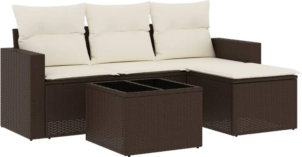 vidaXL Set canapele de grădină cu perne, 5 piese, maro, poliratan